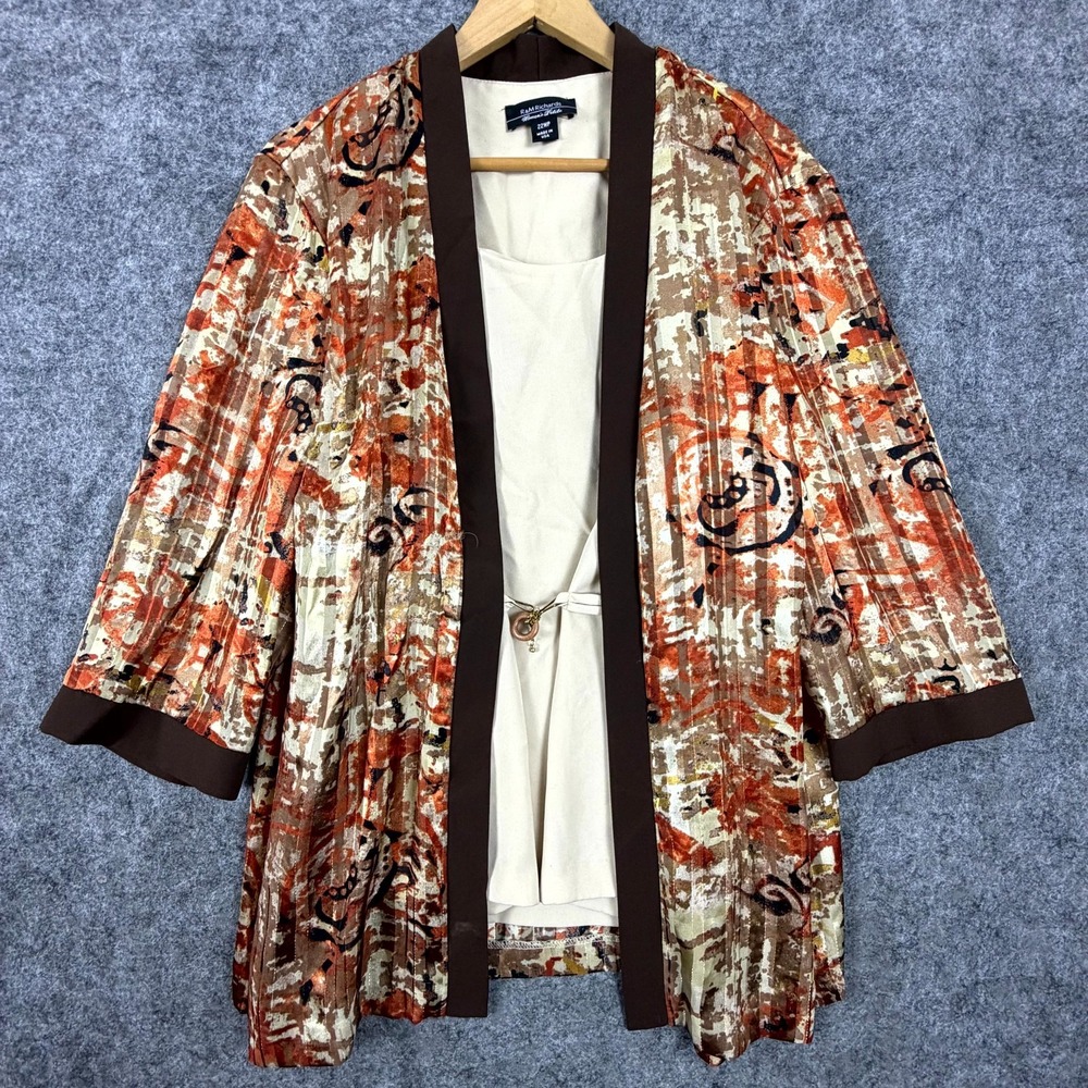 R&M Richards Kimono Jacket Attached Blouse Twofer Womens 22W Artsy Indie Boho